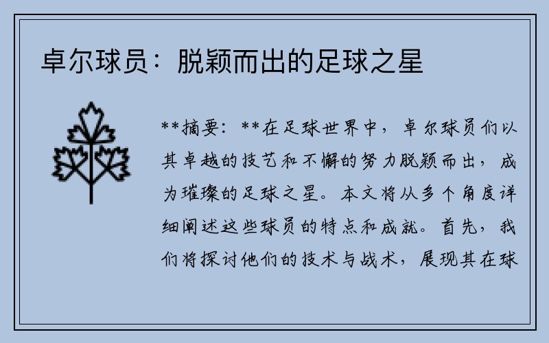 卓尔球员：脱颖而出的足球之星